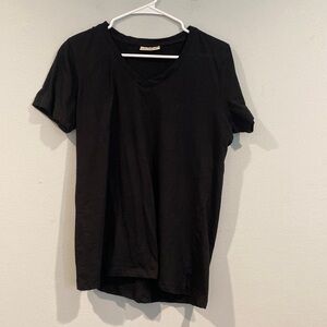 Bobbie Brooks Ladies Solid Black Short Sleeve V-Neck Shirt - Size Extra Large